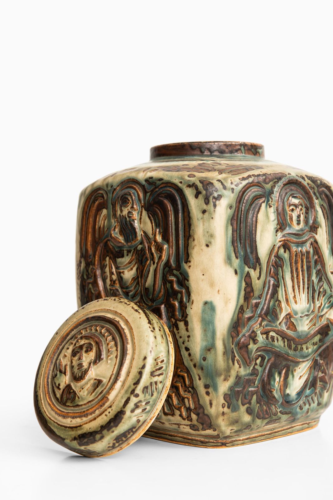 Jais Nielsen Ceramic Vase / Urn With Lid By Royal Copenhagen In Denmark photo for sale