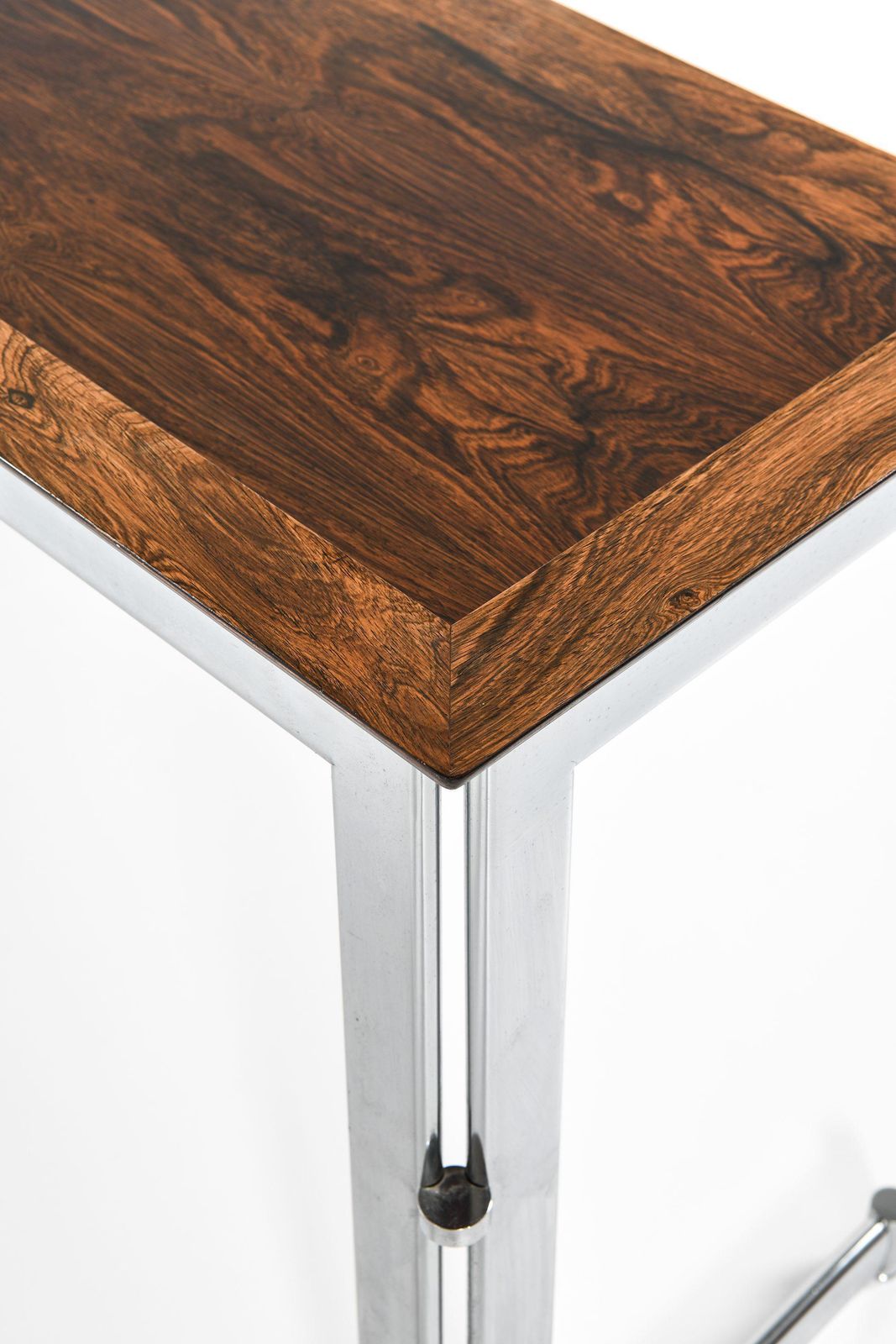 Side Table In Rosewood And Chromed Steel By Jan Lunde Knudsen, 1960's photo vintage