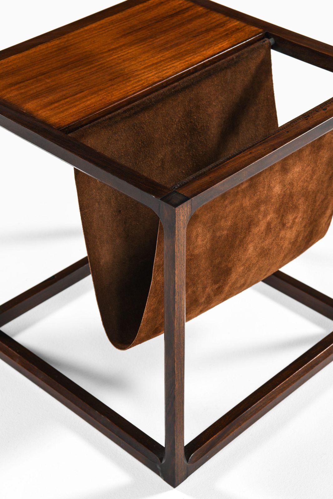 Set Of 3 Side Tables In Rosewood, Suede And Zink By Kai Kristiansen, 1960s photo for sale
