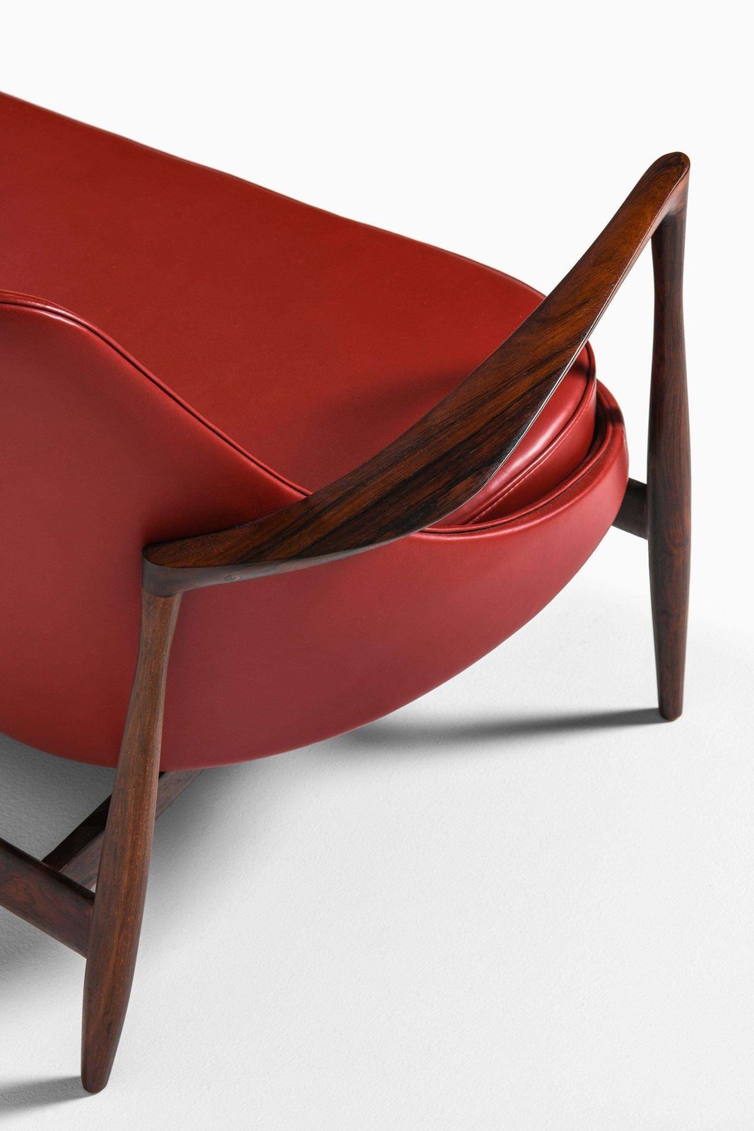Sofa In Rosewood And Reupholstered In Burgundy Leather By Ib Kofod Larsen, 1956 photo buy