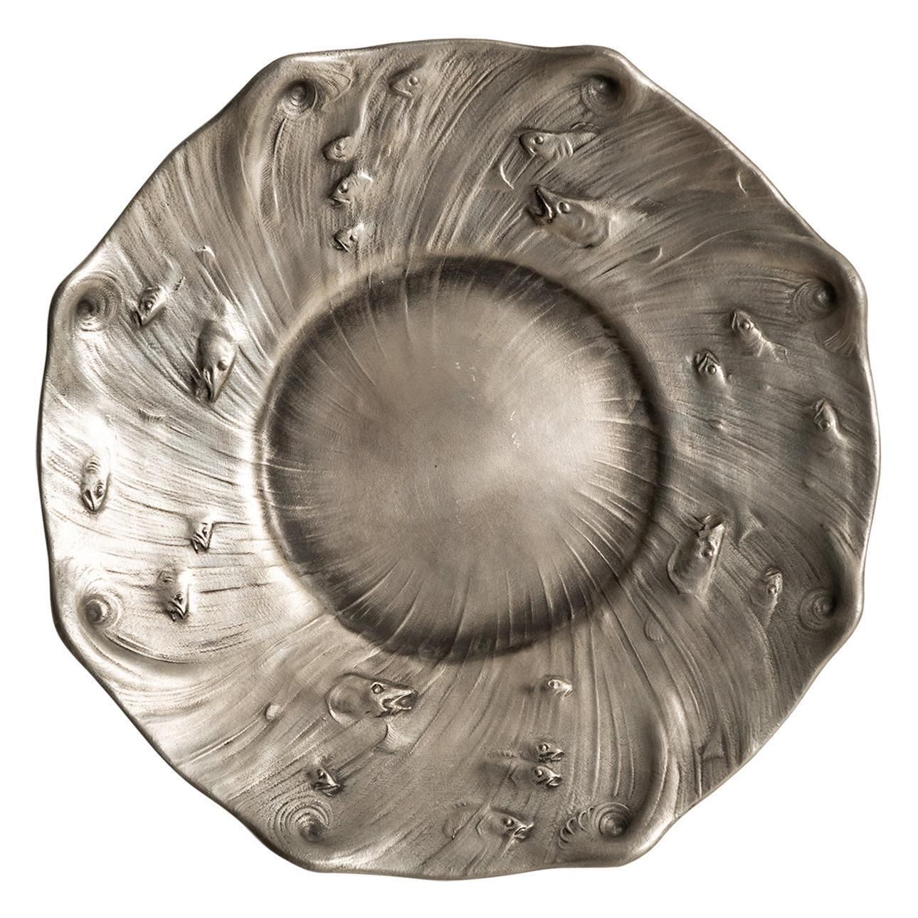 Olof Ahlberg Dish In Pewter Produced By Schreuder & Olsson In Stockholm, Sweden