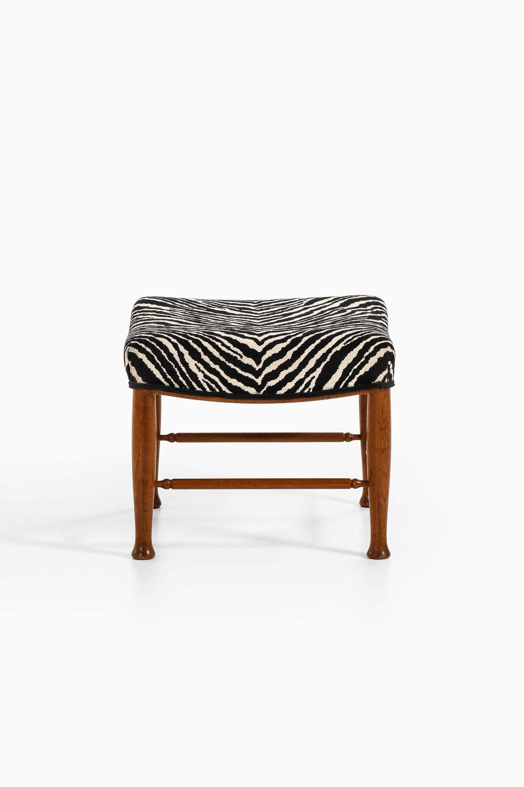 Stool In Mahogany And Reupholstered In Aino Aalto Fabric By Josef Frank, 1950's photo buy