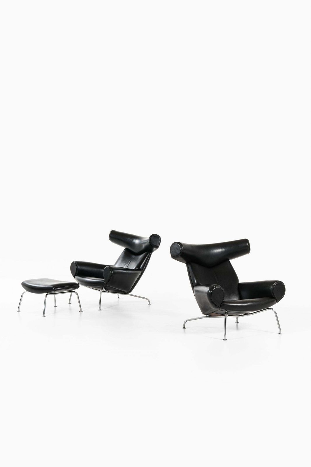 Hans Wegner Easy Chairs And Stool Model Ej 100 By Erik Jørgensen In Denmark photo vinterior
