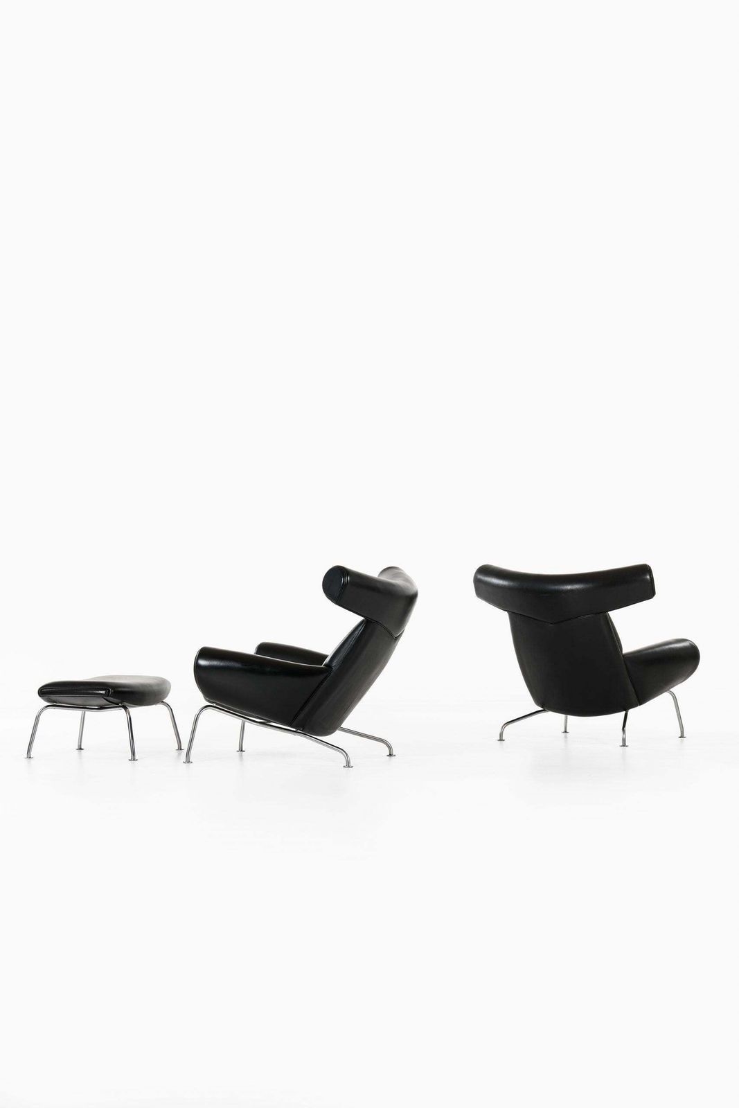 Hans Wegner Easy Chairs And Stool Model Ej 100 By Erik Jørgensen In Denmark photo vintage
