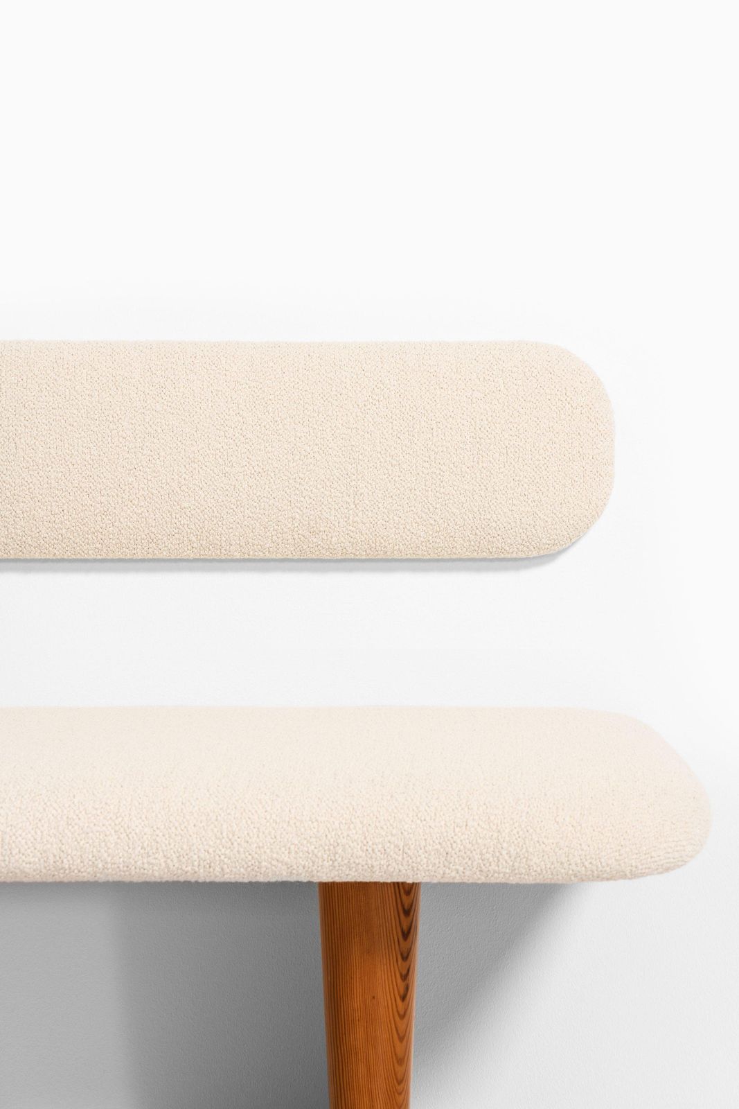 Bench In Pine & Newly Reupholstered In White Bouclé Fabric By Birger Hahl, 1947 photo for sale