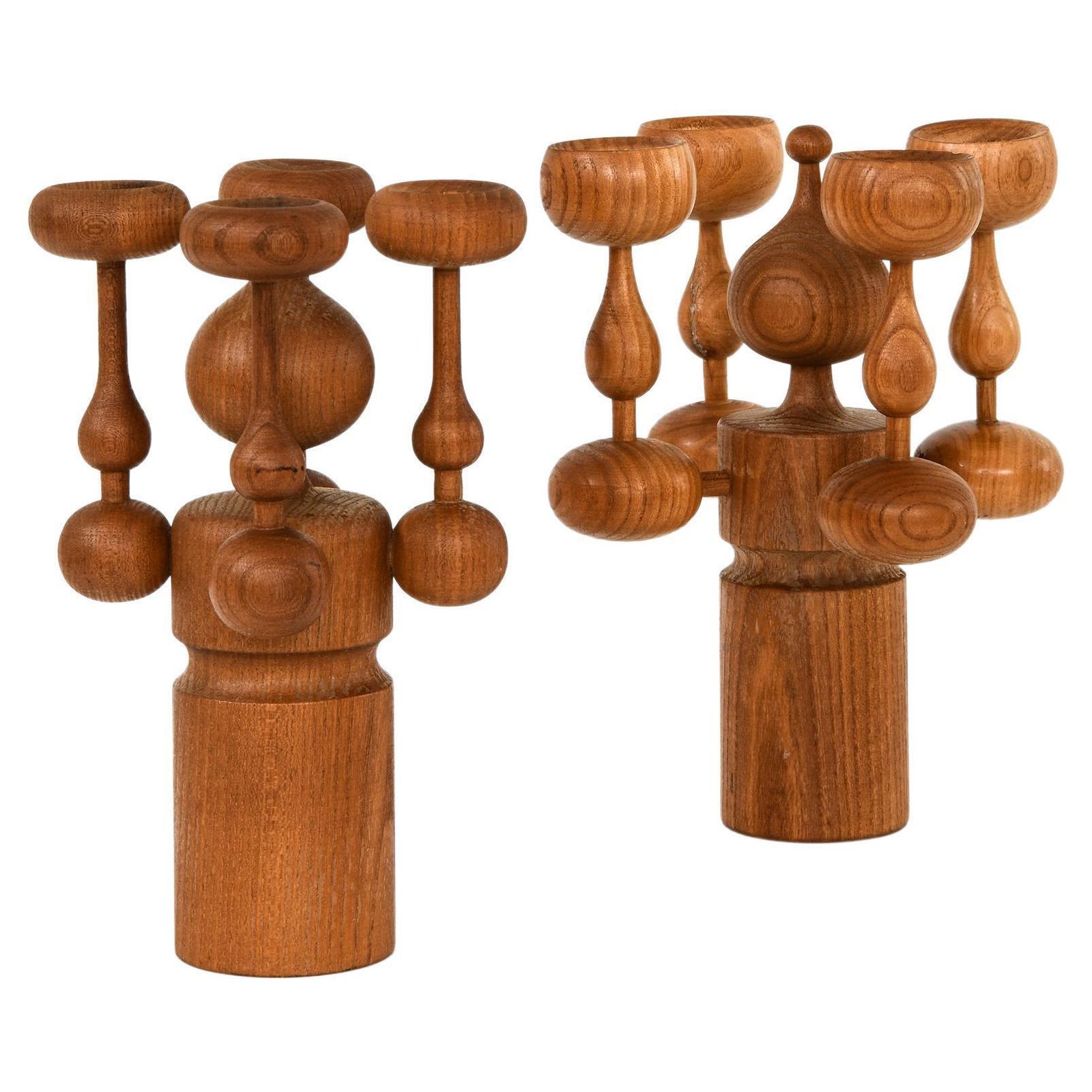 Pair Of Candlesticks In Teak By Erik Höglund, 1950's