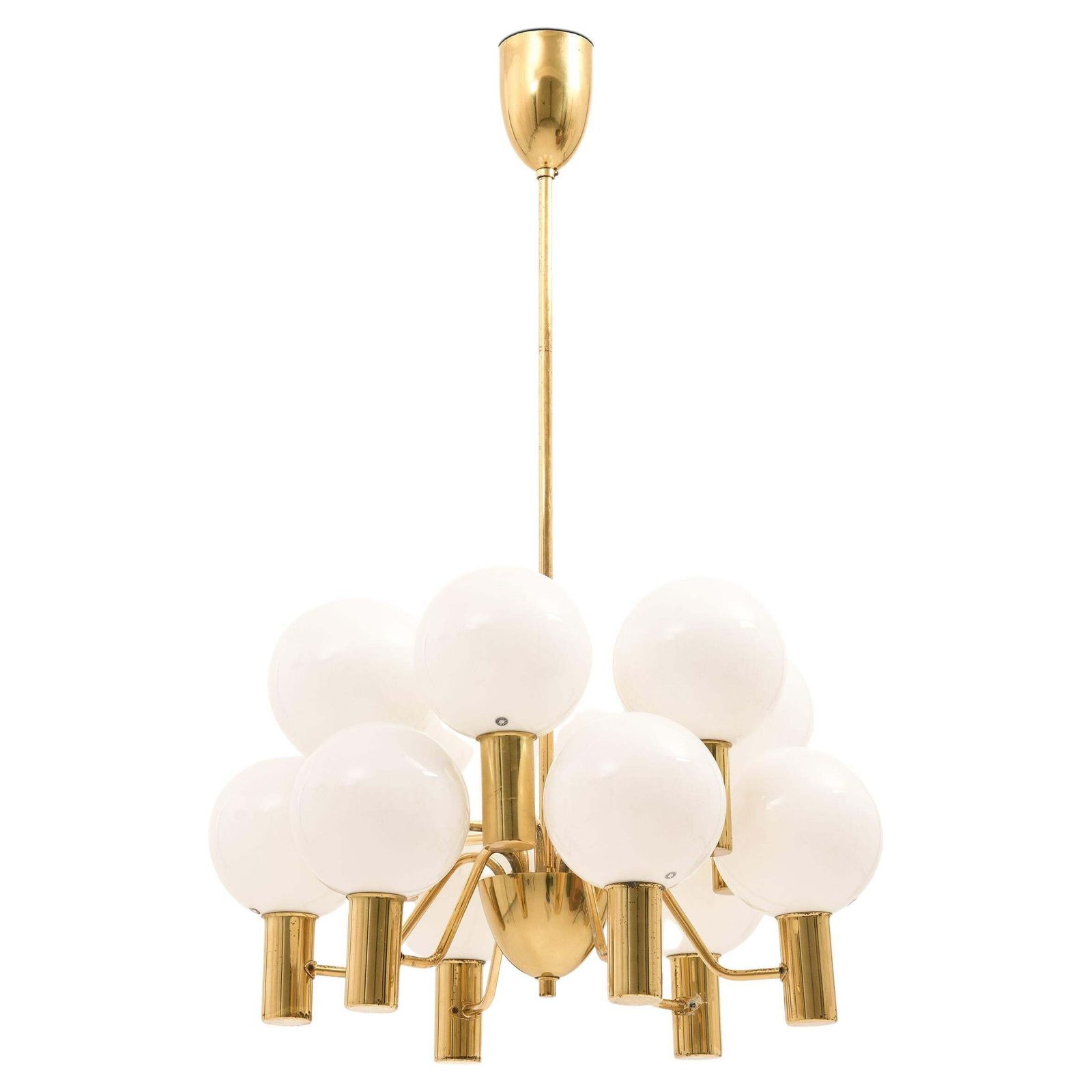 Ceiling Lamp In Brass And Glass By Hans Agne Jakobsson, 1960's