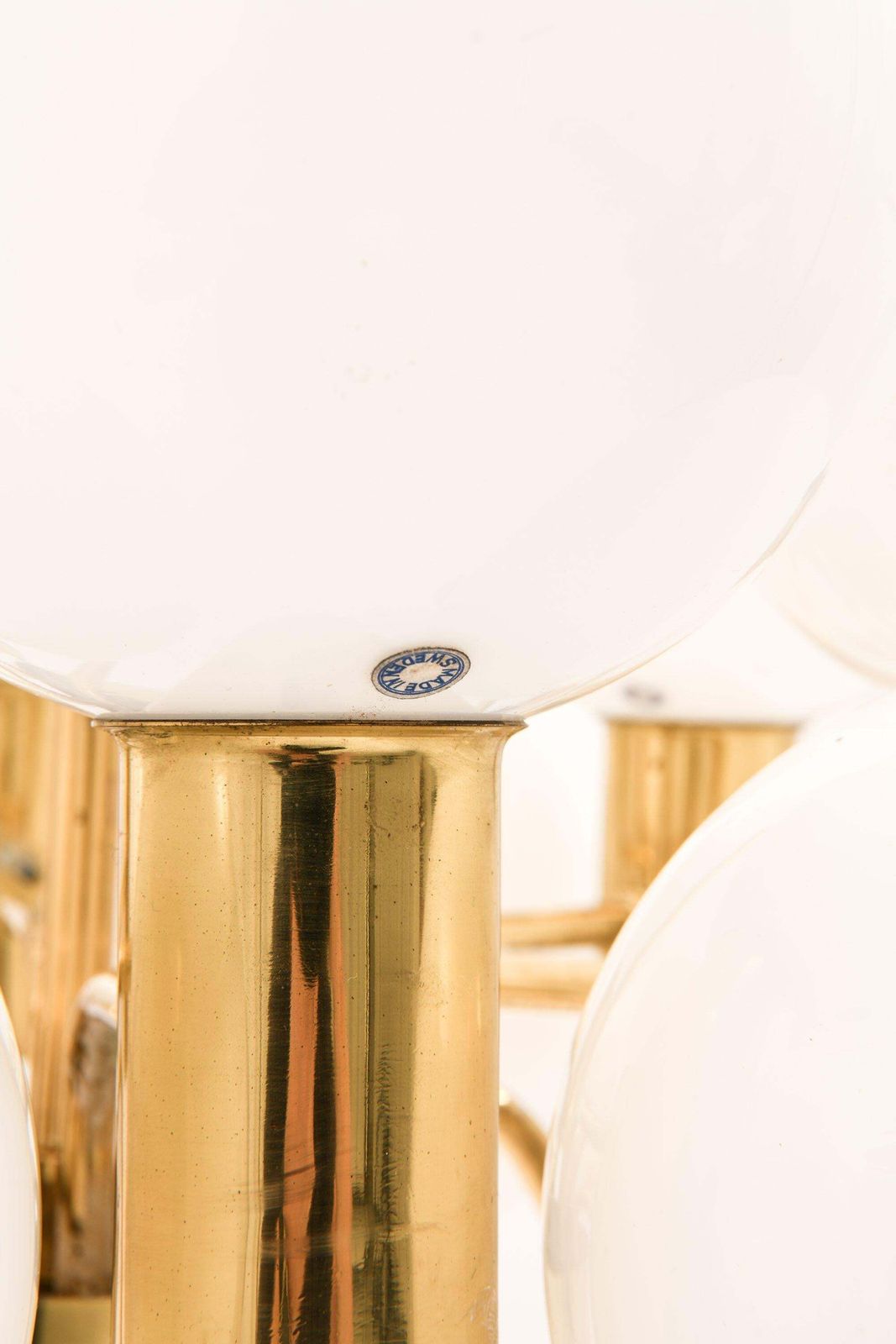Ceiling Lamp In Brass And Glass By Hans Agne Jakobsson, 1960's photo for sale
