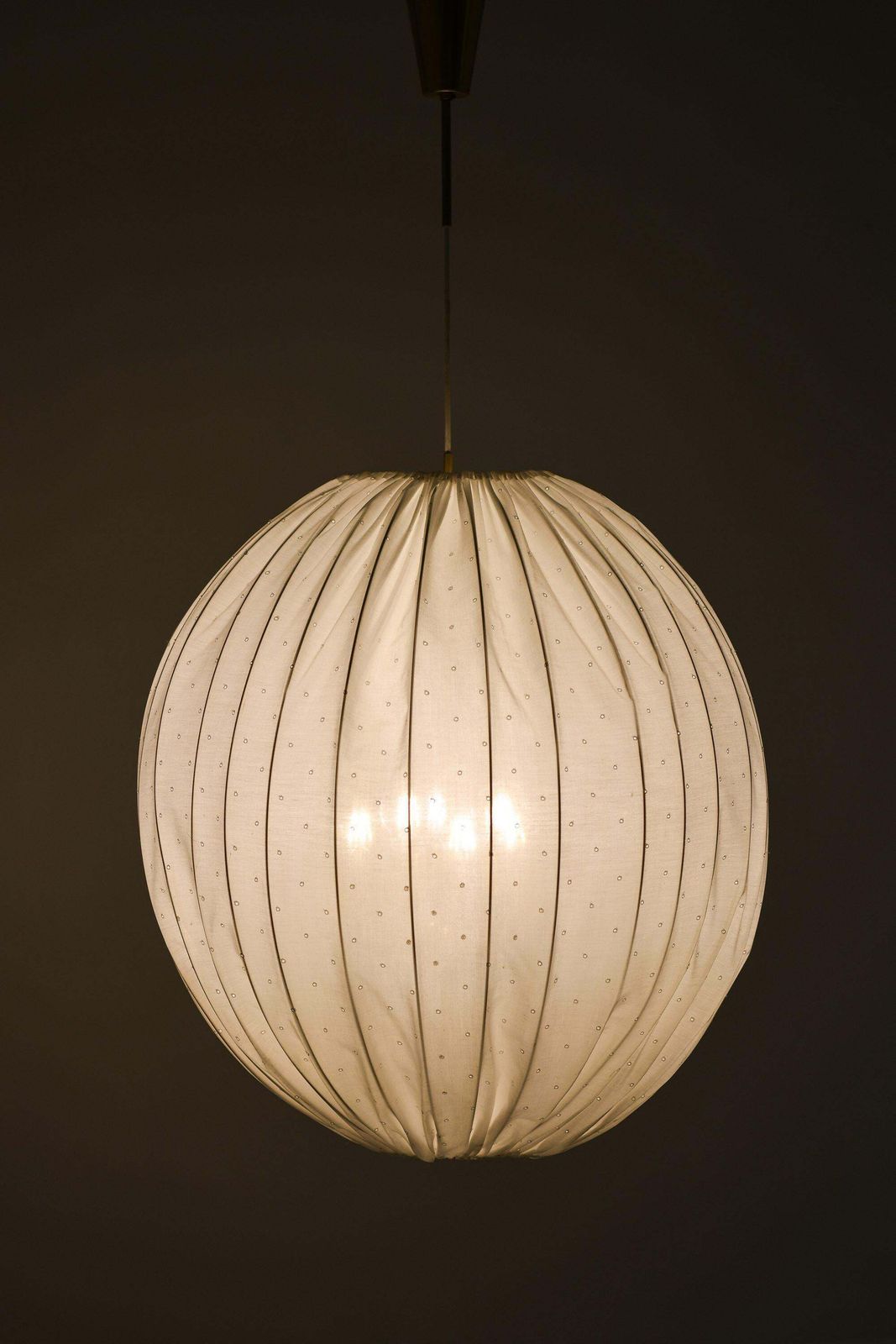 Ceiling Lamp In Brass And White Fabric By Hans Agne Jakobsson, 1960's photo 5521.0