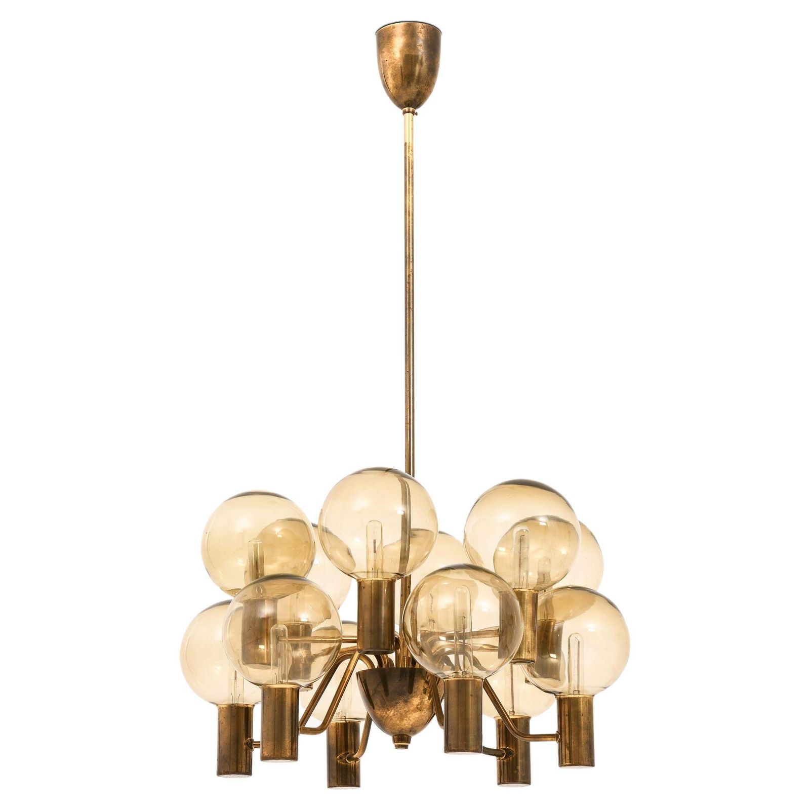 Ceiling Lamp In Brass And Glass By Hans Agne Jakobsson, 1960's