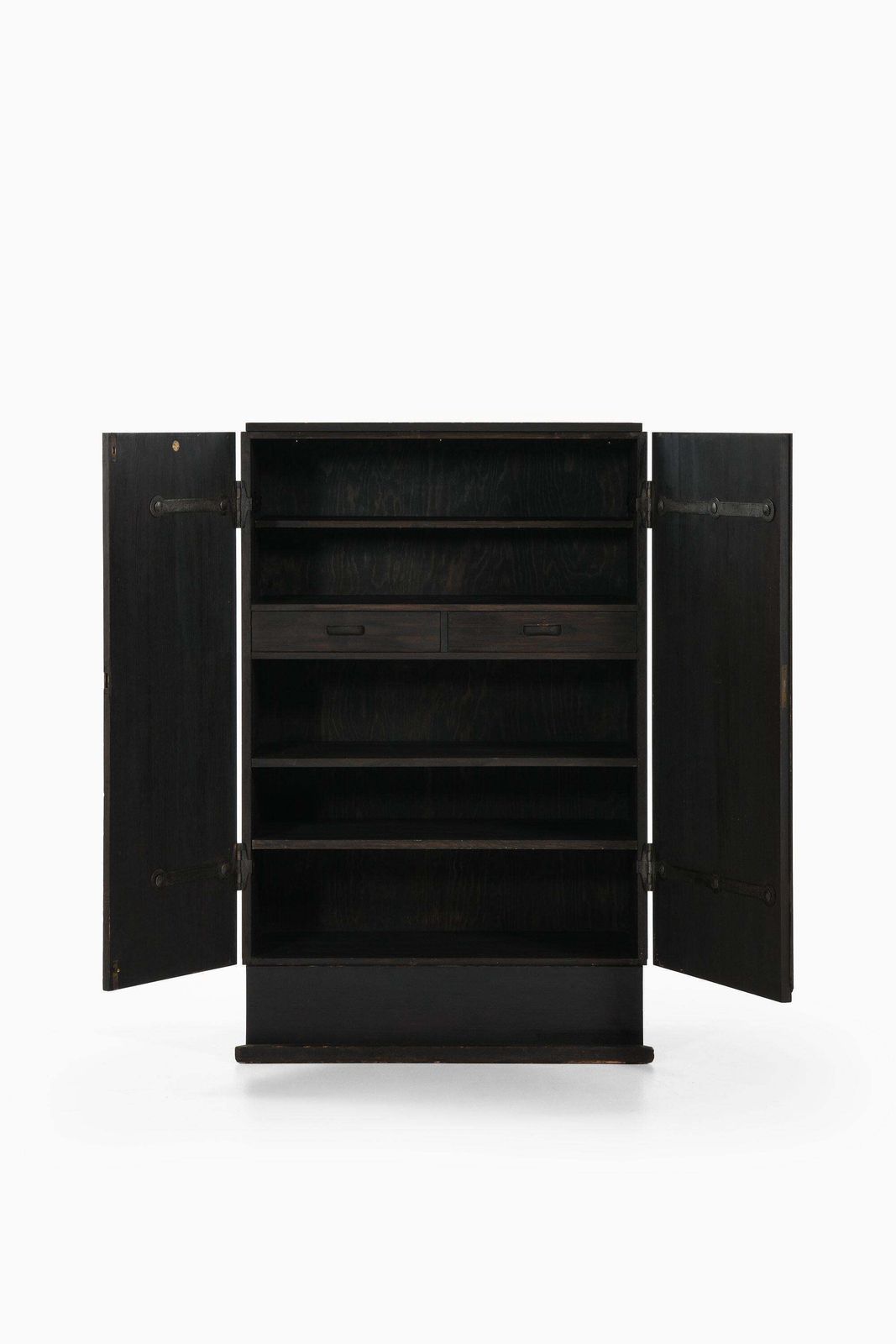 Unique Cabinet In Black Pine With Iron Fittings By Axel Einar Hjorth, 1930's photo furniture