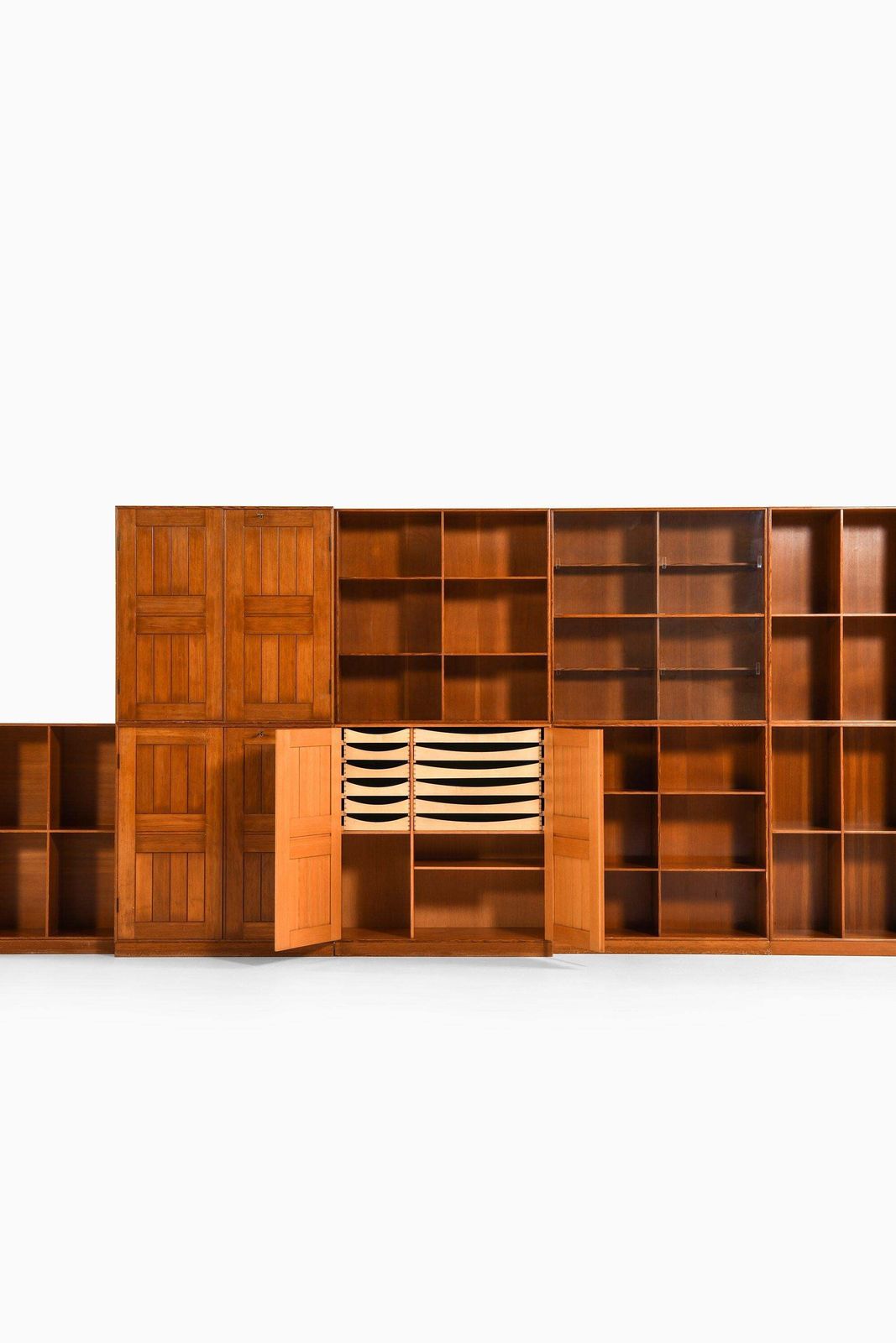 Large Set Of Bookcases In Oregon Pine, Glass By Mogens Koch, 1933 photo Furniture