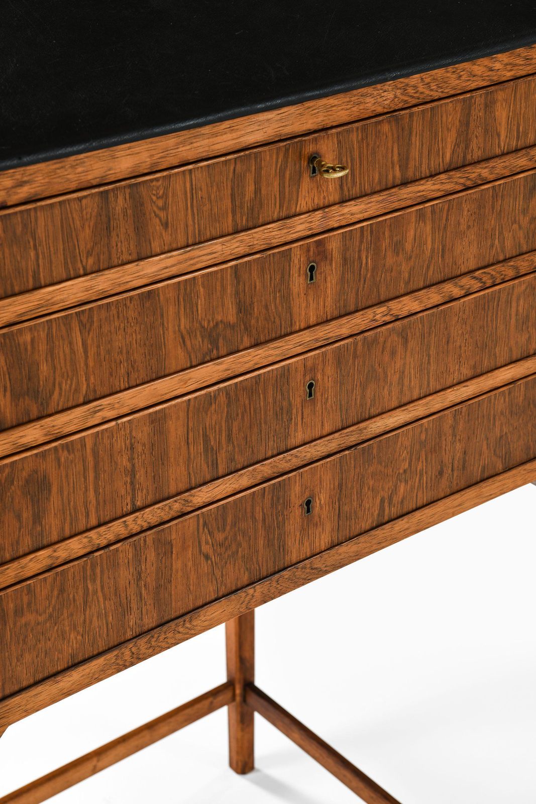 photo furniture Freestanding Cabinet In Rosewood, Brass And Leather By Frits Henningsen, 1950's