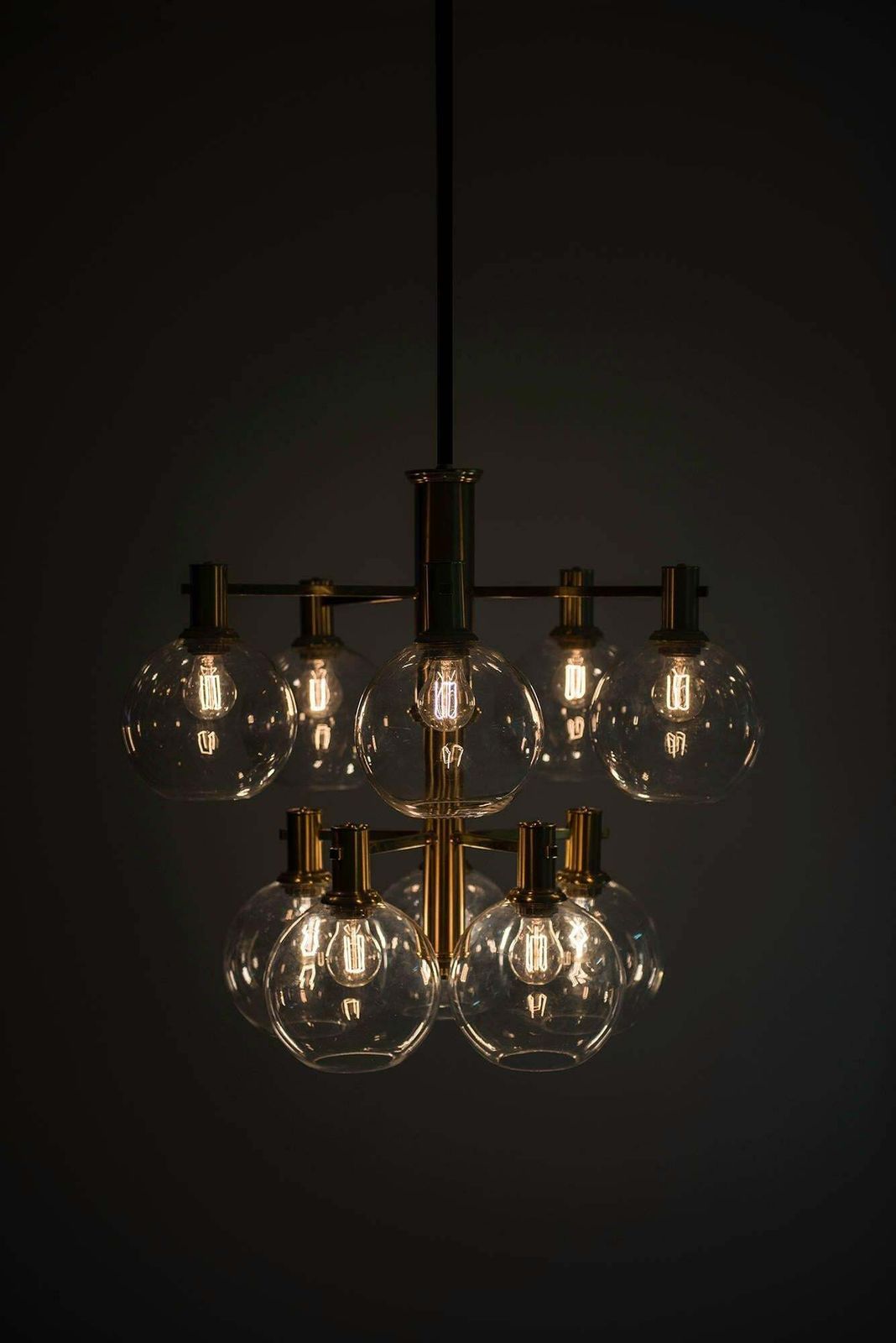 Erik Wärnå Ceiling Lamp In Brass And Glass By Ewå In Sweden photo vinterior