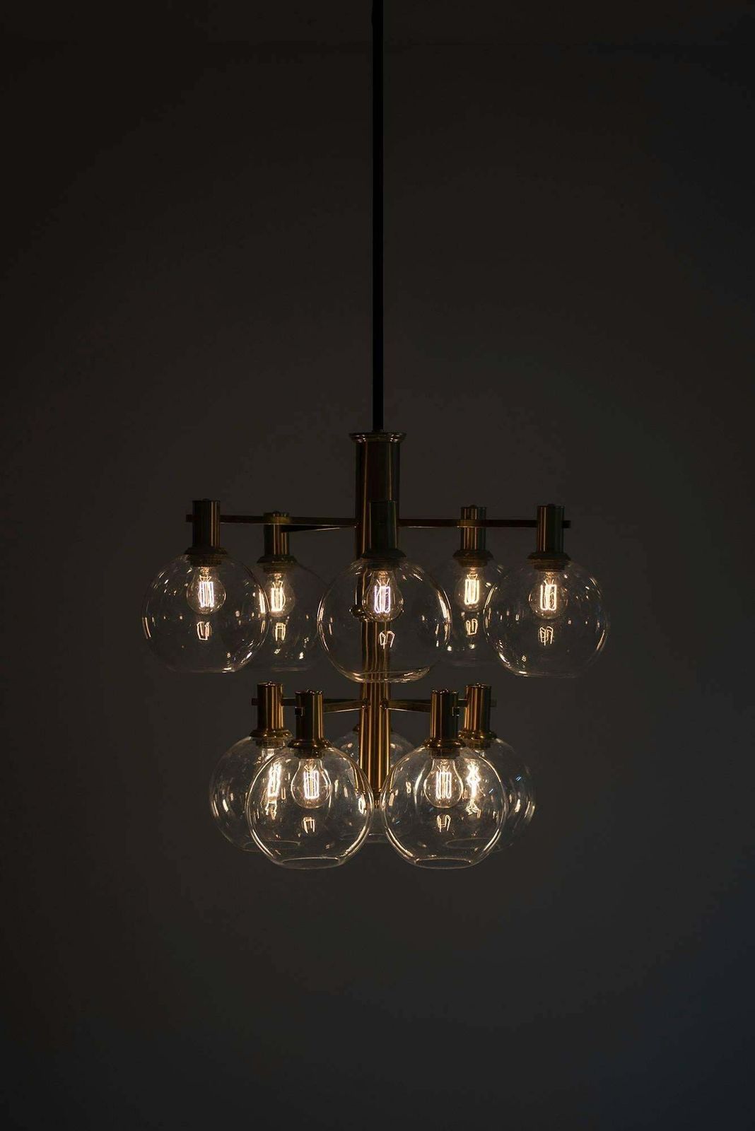 photo for sale Erik Wärnå Ceiling Lamp In Brass And Glass By Ewå In Sweden
