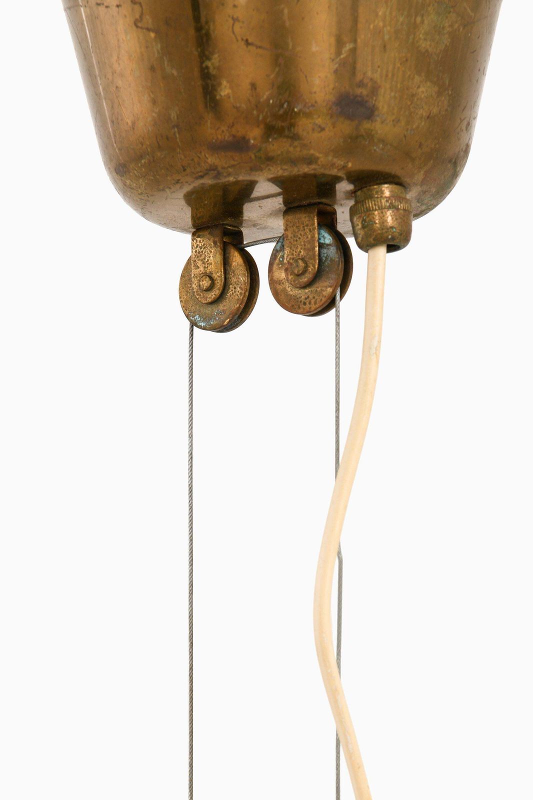 Ceiling Lamp In Brass And Glass By Paavo Tynell, 1950's photo Lighting