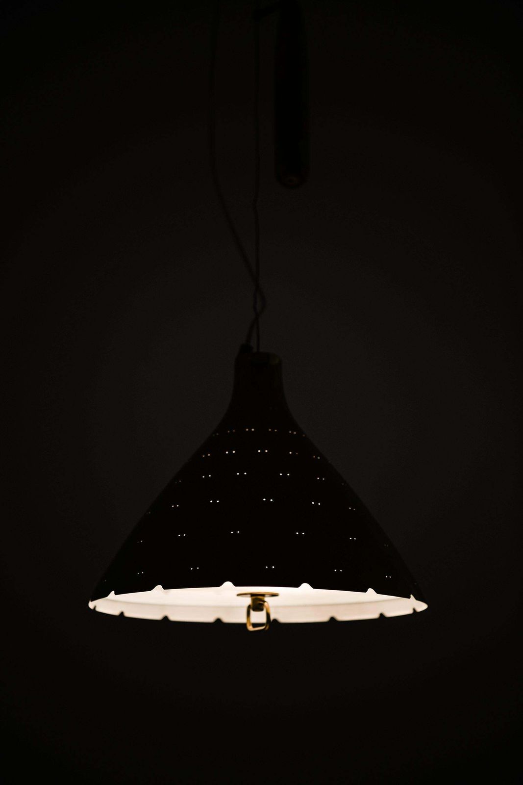 Ceiling Lamp In Brass And Glass By Paavo Tynell, 1950's photo Lighting