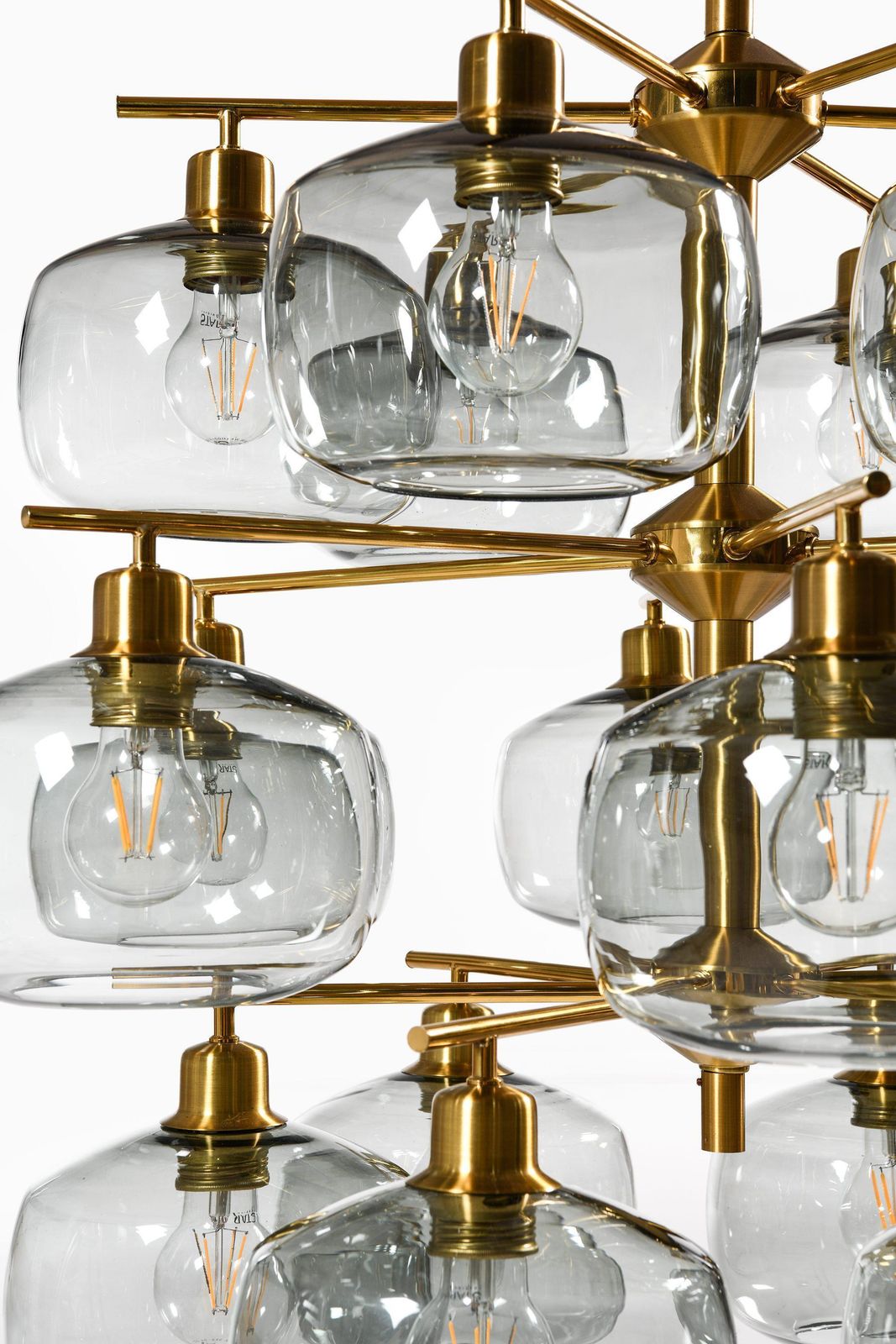 Large Ceiling Lamp In Brass And Glass By Holger Johansson, 1952 photo for sale