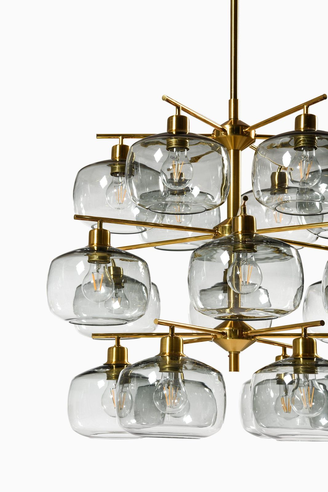 Large Ceiling Lamp In Brass And Glass By Holger Johansson, 1952 photo buy