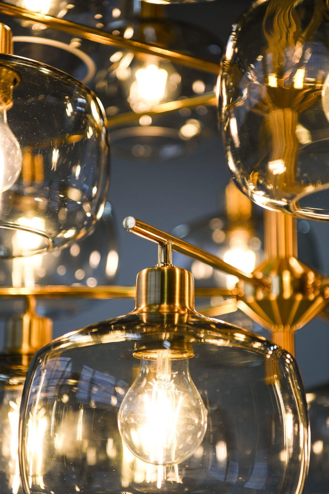 photo furniture Large Ceiling Lamp In Brass And Glass By Holger Johansson, 1952