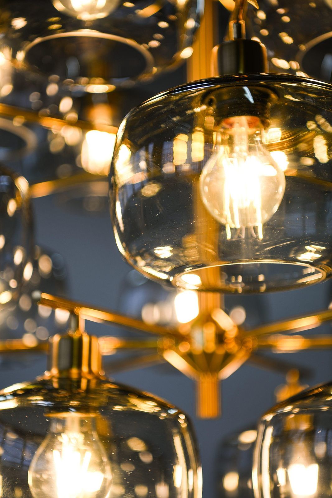 photo for sale Large Ceiling Lamp In Brass And Glass By Holger Johansson, 1952
