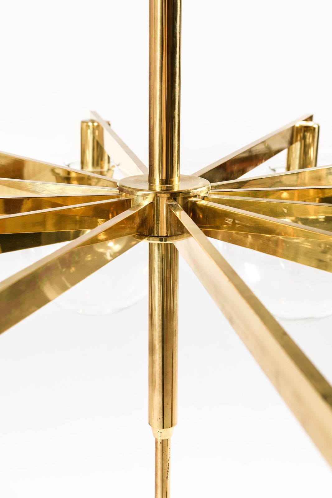 Big Ceiling Lamp In Brass & Original Clear Glass By Hans Agne Jakobsson, 1950's photo vinterior