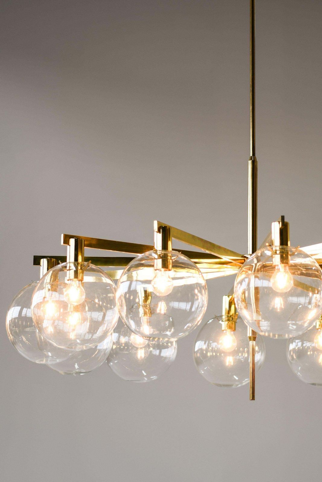 Big Ceiling Lamp In Brass & Original Clear Glass By Hans Agne Jakobsson, 1950's photo vintage
