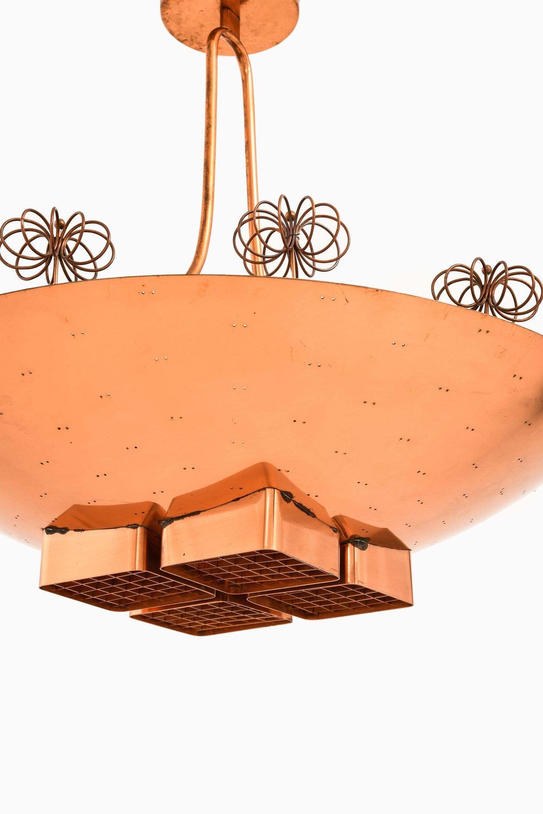 Ceiling Lamp In Copper And Brass By Paavo Tynell, 1940's, Taito Oy photo 76015.0
