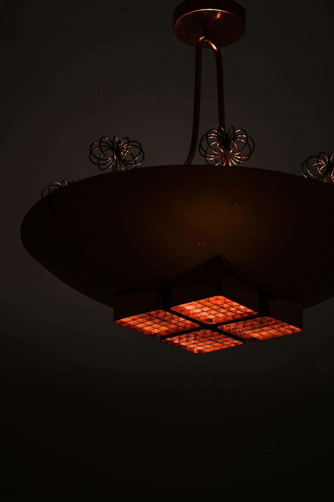 76015.0 Ceiling Lamp In Copper And Brass By Paavo Tynell, 1940's, Taito Oy photo
