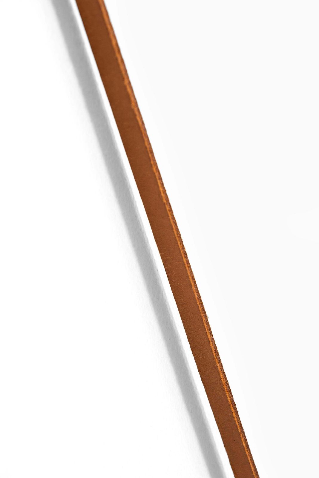 Round Mirror In Leather And Teak By Glas & Trä Hovmantorp In Sweden photo for sale
