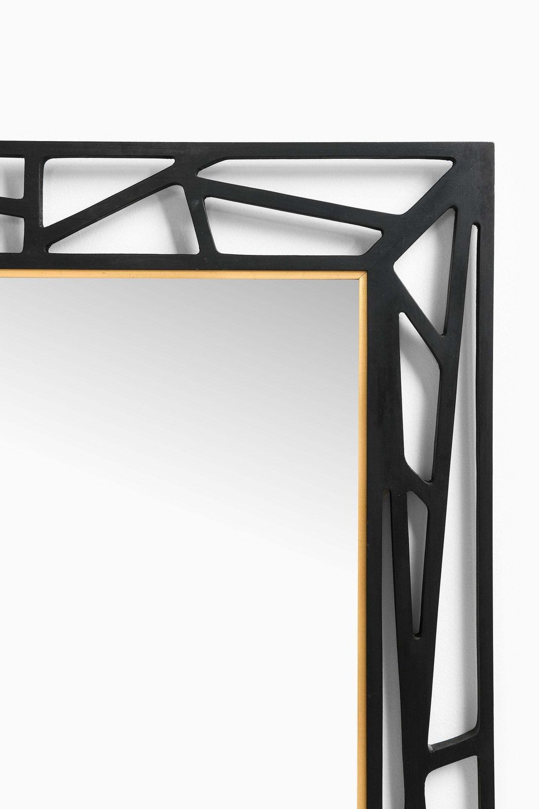 Konkret Mirror In Black Lacquered Wood Attributed To Yngve Ekström, 1950's photo for sale