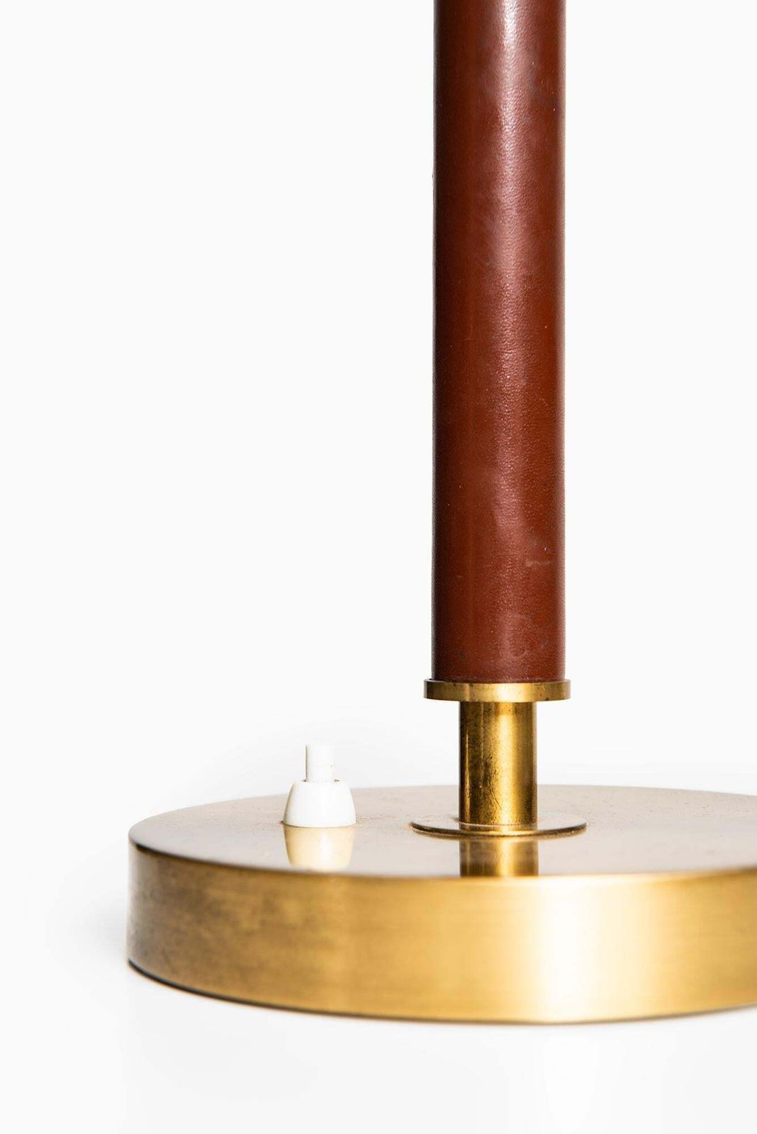 Table Lamp In Brass And Leather Produced By Falkenbergs Belysning In Sweden photo for sale