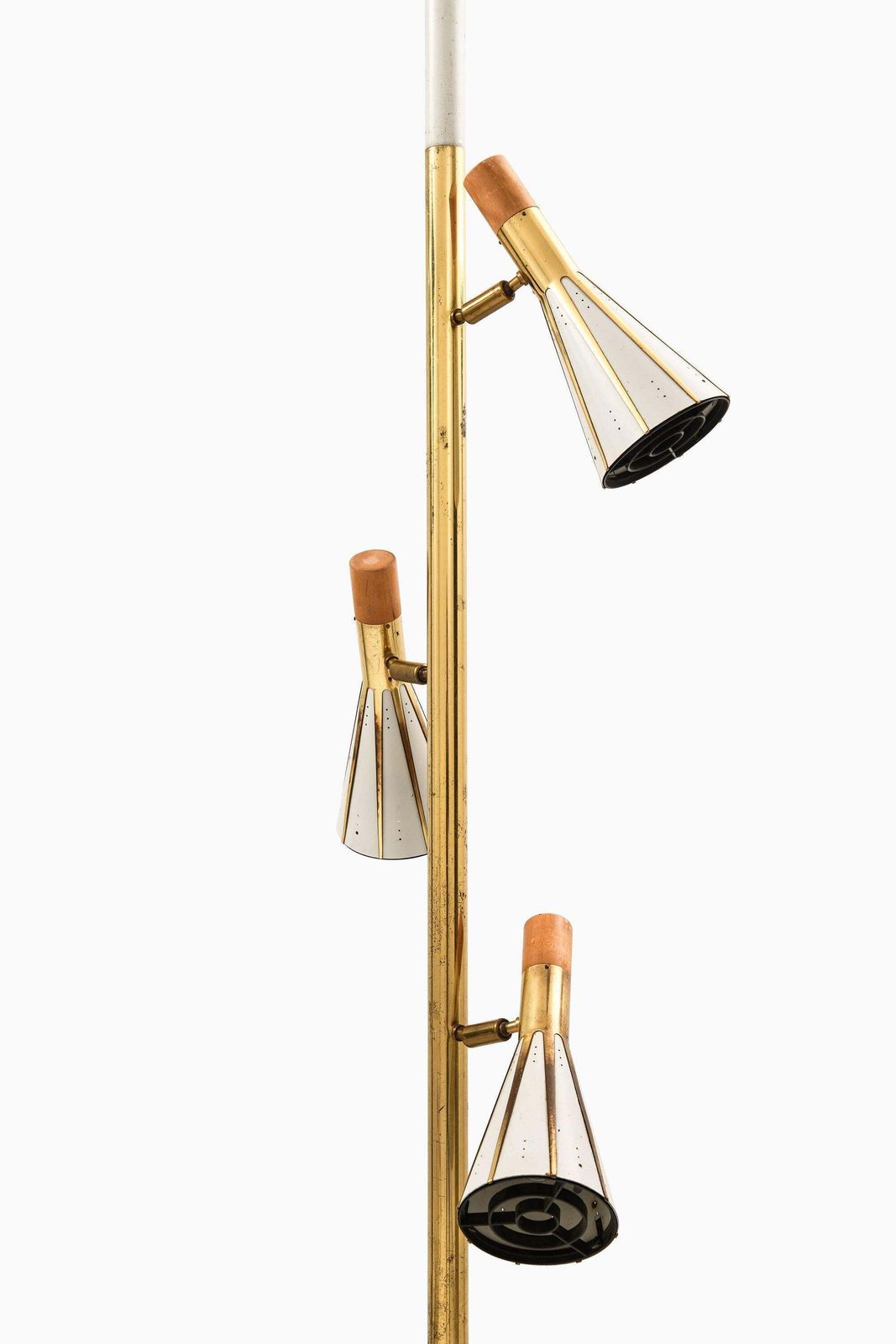 Rare Floor / Pole Lamp In Brass And White Lacquered Metal, 1960’s photo furniture