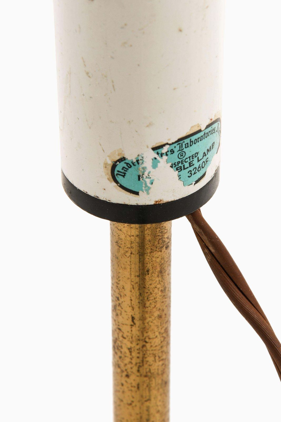Rare Floor / Pole Lamp In Brass And White Lacquered Metal, 1960’s photo for sale