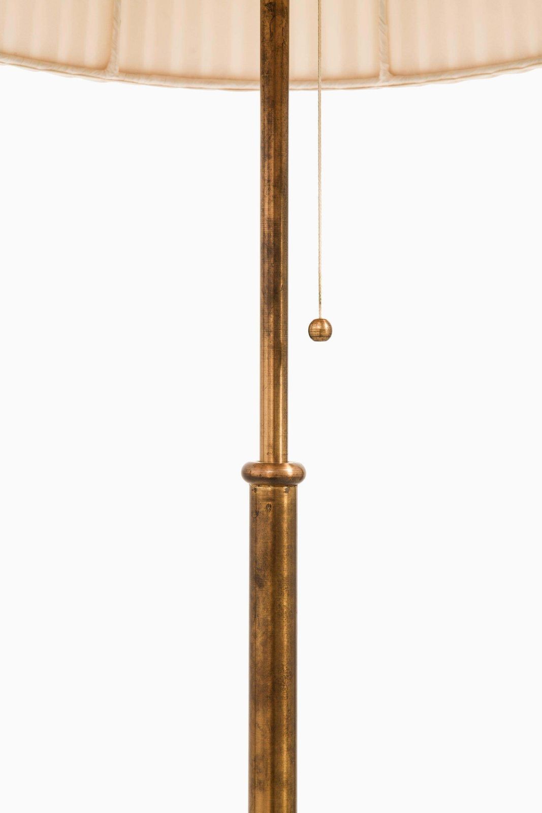 Height Adjustable Floor Lamp In Brass And Lamp Shade By Josef Frank, 1950's photo for sale