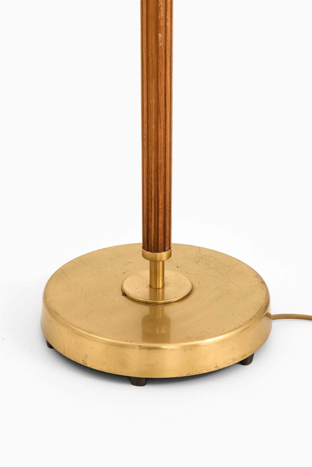Floor Lamp In Brass And Fabric By Hans Bergström, 1950's photo for sale