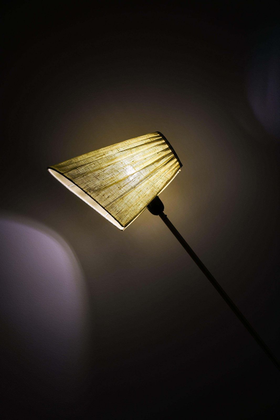 Floor Lamp In Brass And Fabric Attributed To Hans Bergström, 1950's photo buy