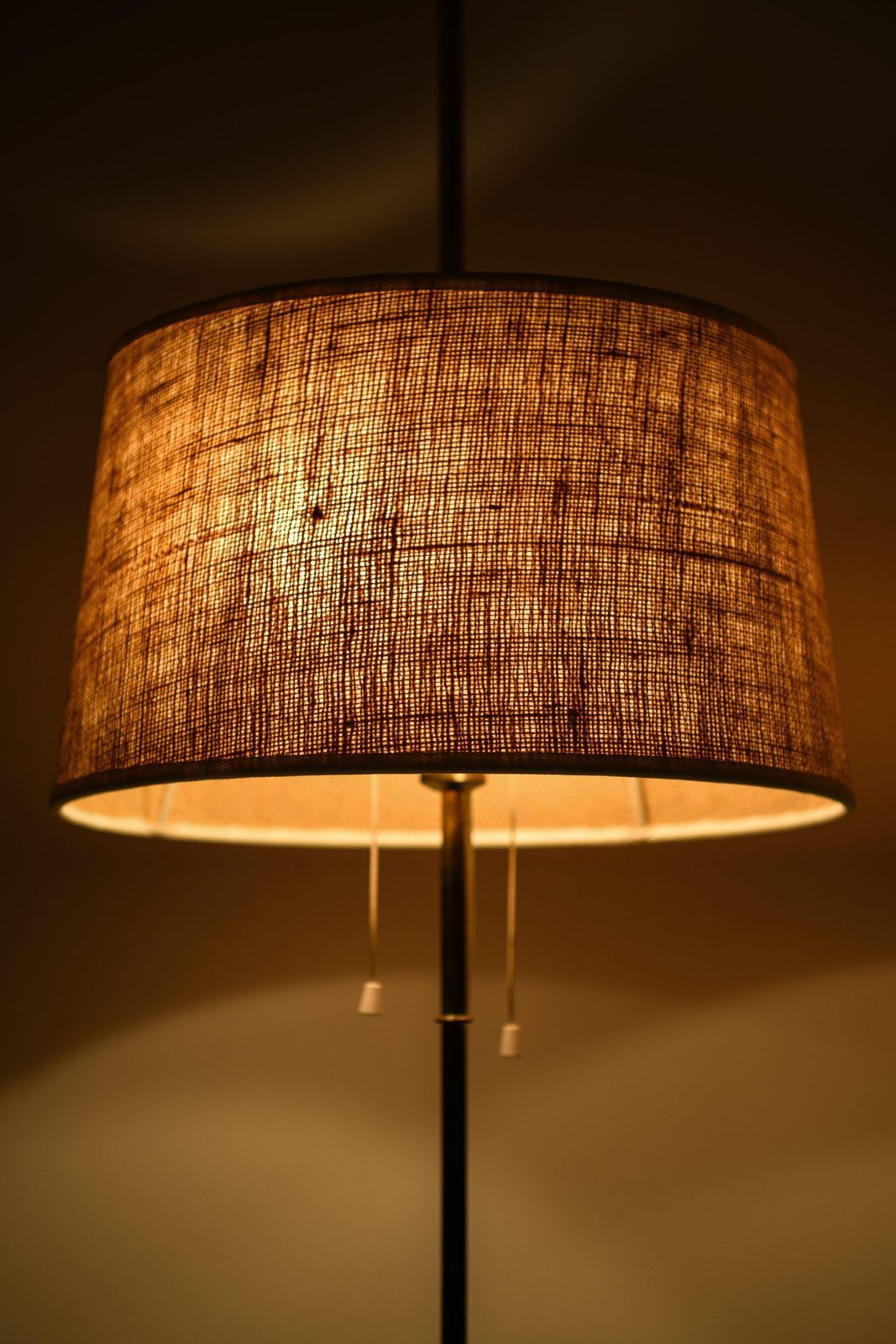 Floor Lamps In Brass And Original Lamp Shades By Hans Agne Jakobsson, 1950's photo vinterior