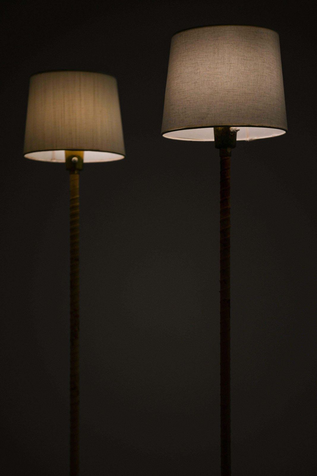Floor Lamps In Leather, Brass And Lamp Shades By Lisa Johansson Pape, 1950's photo 9767.0