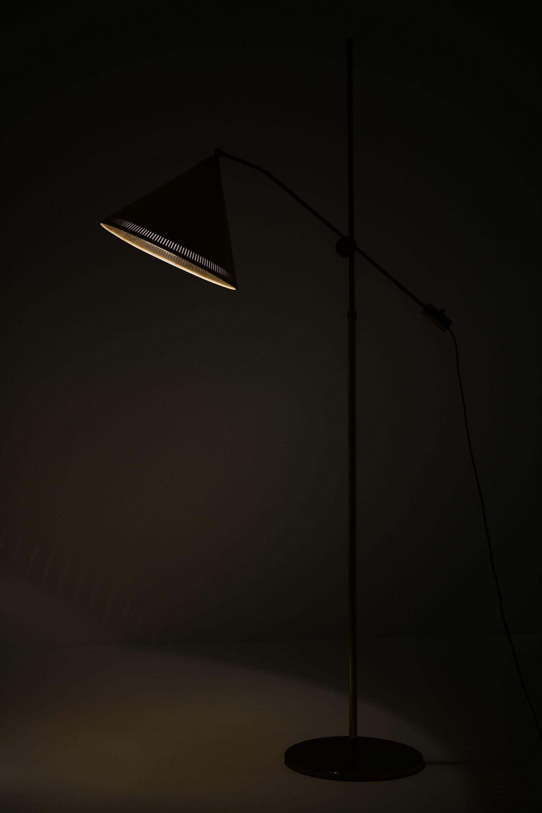 photo furniture Floor Lamp In Brass And Original Yellow Lamp Shade, 1950's