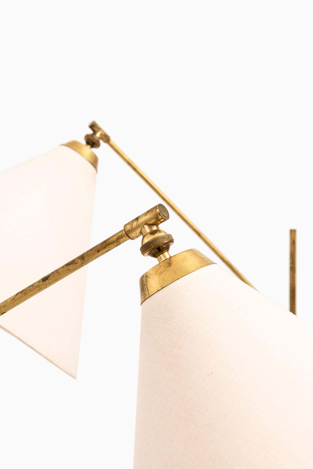 Pair Of Floor Lamps In Brass And Original Shades By T.H. Valentiner, 1960's photo for sale