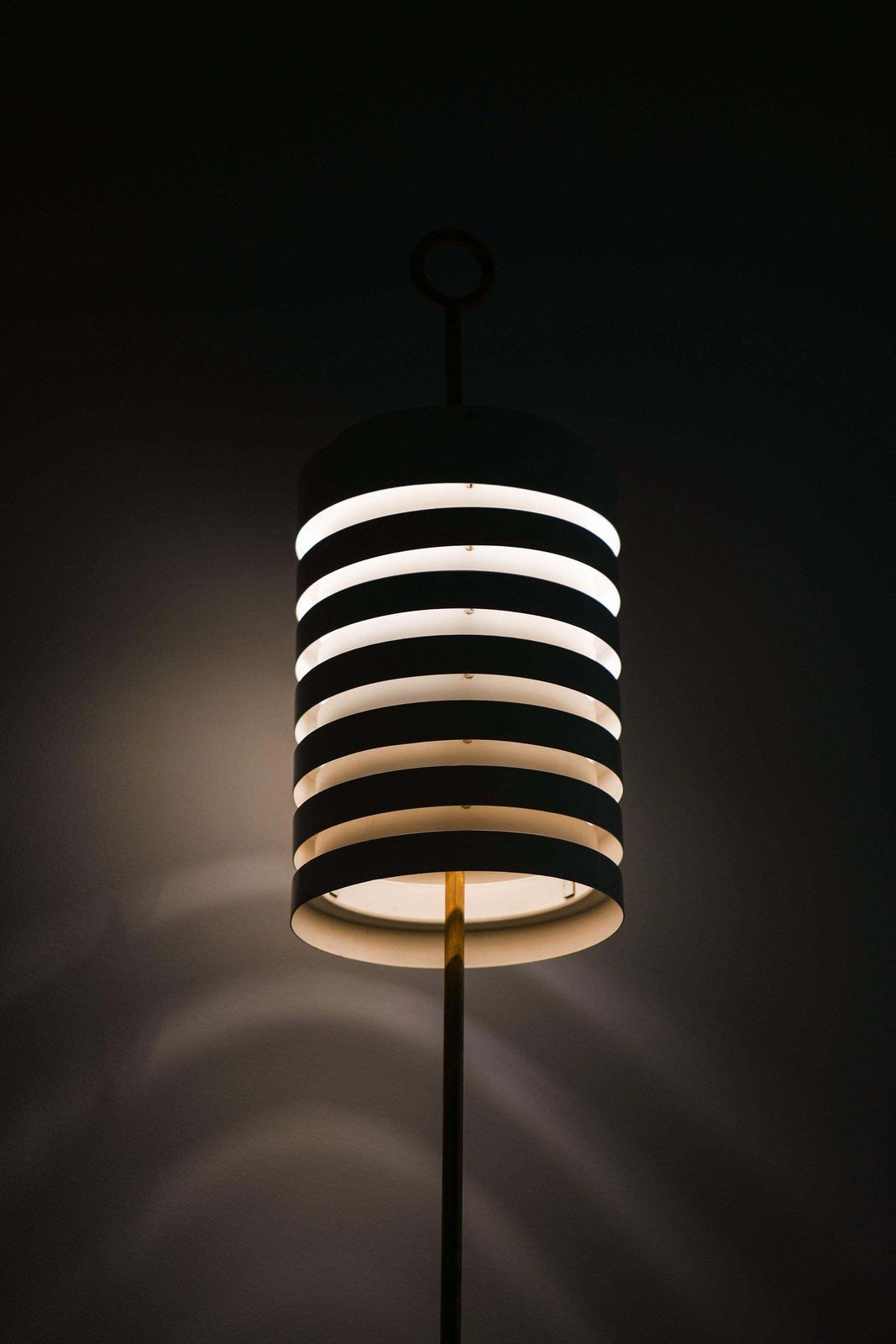 Large Floor Lamp In Brass, Black And White Metal By Hans Agne Jakobsson, 1950's photo buy