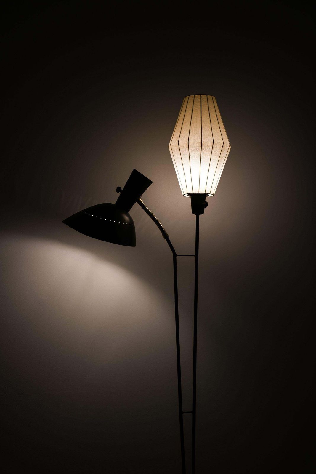 Floor Lamp In Black Lacquered Metal By Hans Bergström, 1950's photo for sale