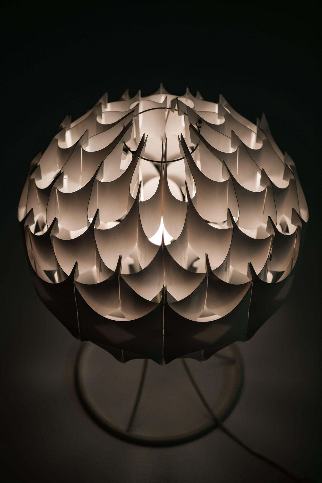 Pair Of Table Lamps In White Lacquered Metal By Milanda Havlova, 1970's photo for sale