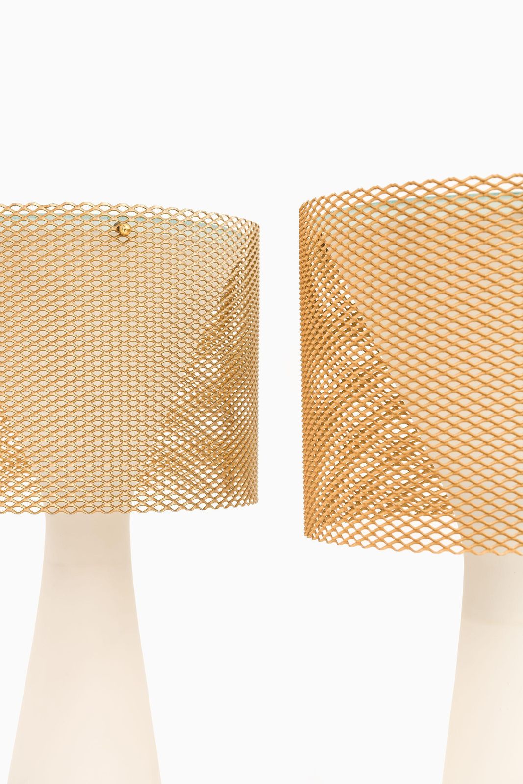 Table Lamps In Opaline Glass, Brass And Glass By Lisa Johansson Pape, 1950's photo for sale
