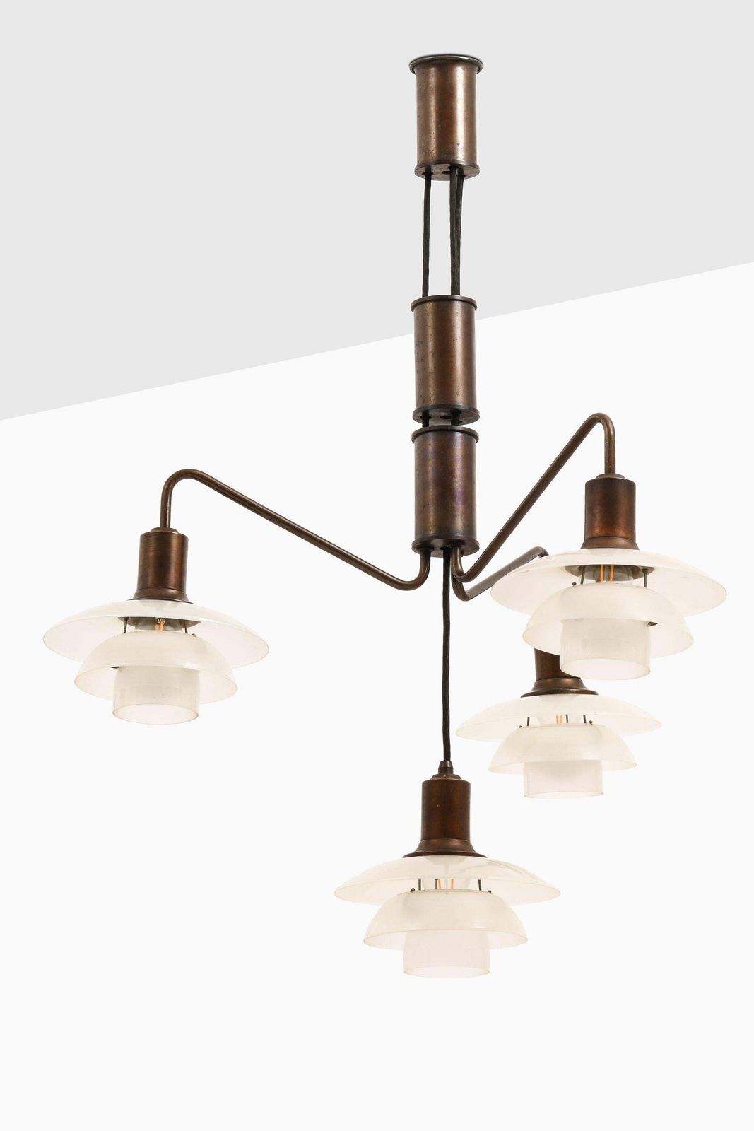 Ceiling Lamp In Browned Brass Frame, Glass Shades By Poul Henningsen, 1931 1937 photo buy