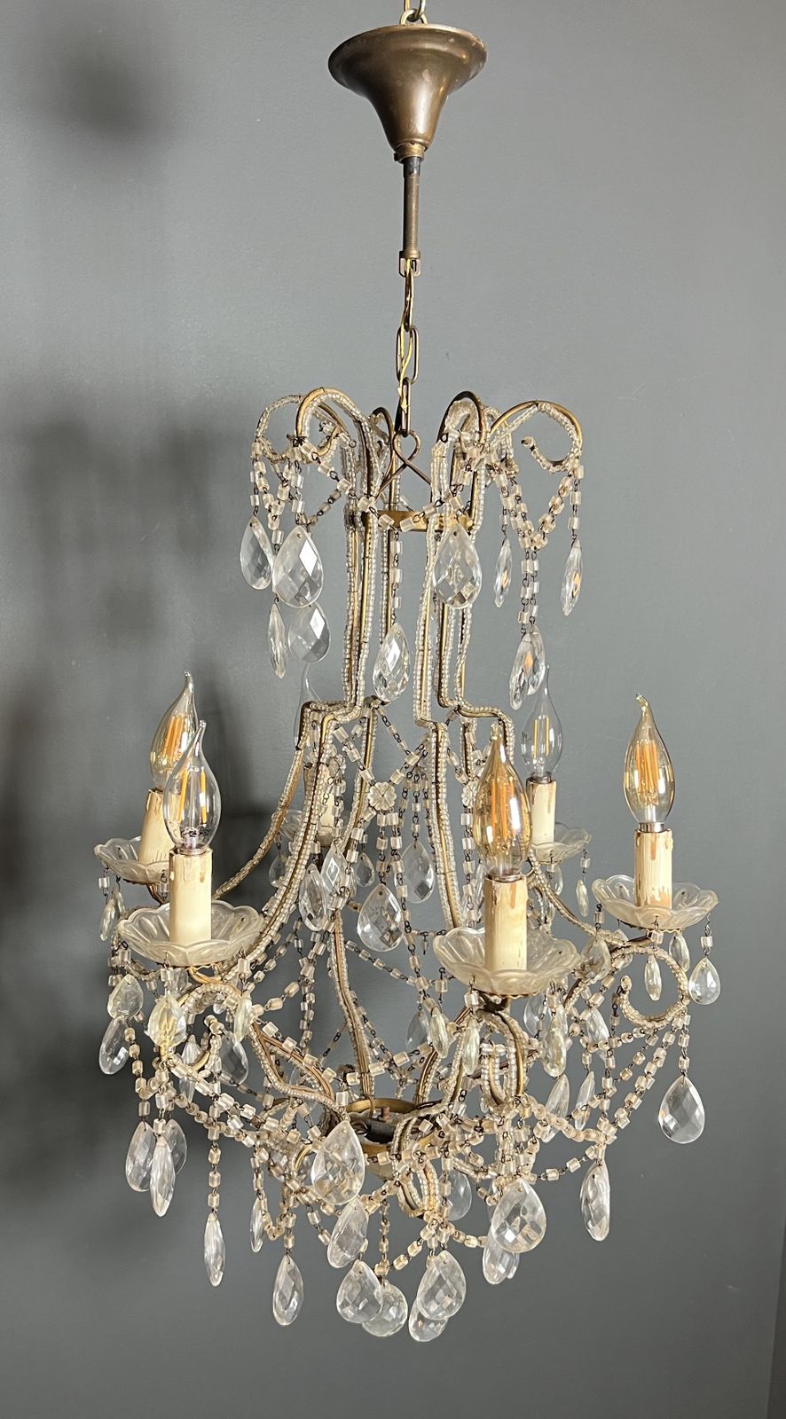 Italian Pearl And Crystal Chandelier photo furniture