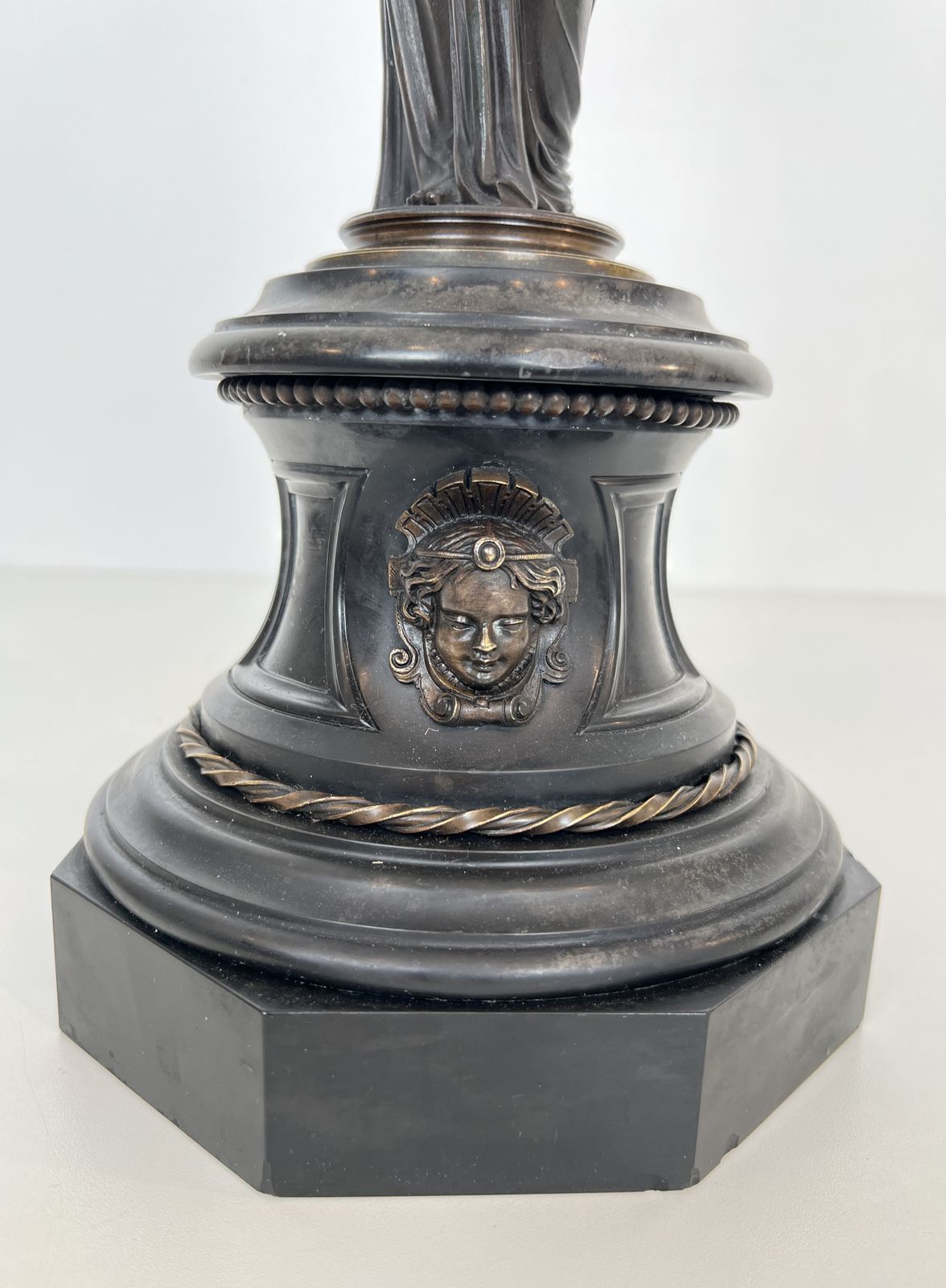 Home Decor Pair Of Important Patinated Bronze Candelabras Featuring Caryatids Holding 5 Candlesticks In The Louis Valentin Elias Robert Style photo