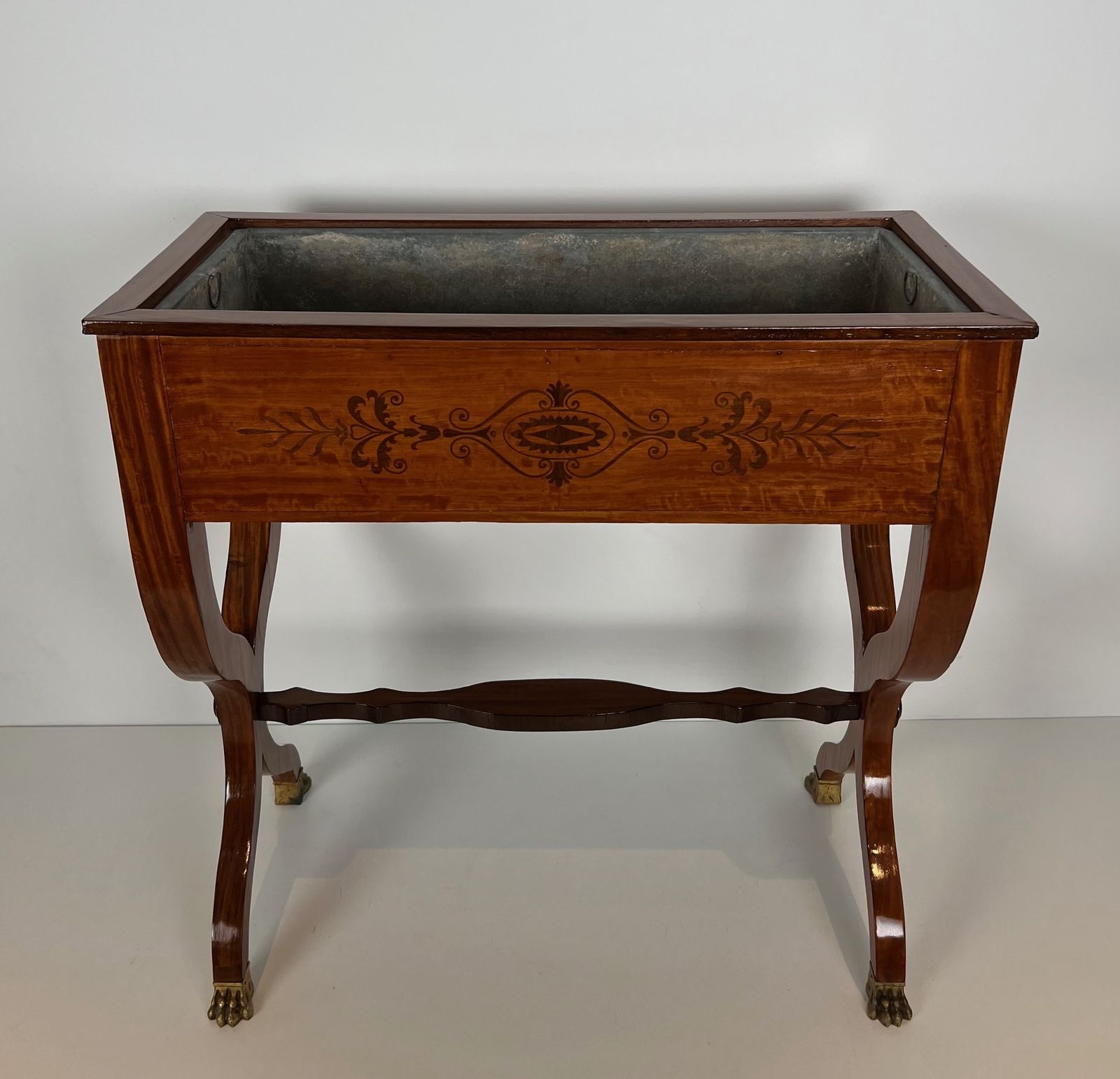 Mahogany Jardinière With Amaranth Inlay And "X" Base And Bronze Claw Feet From The Charles X Period photo for sale