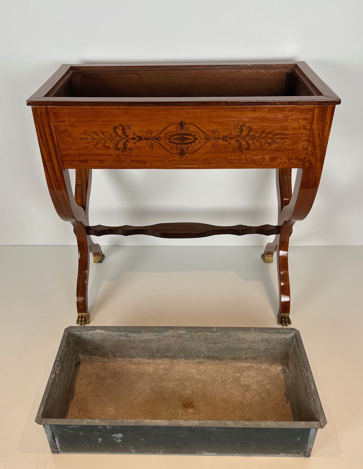 photo buy Mahogany Jardinière With Amaranth Inlay And "X" Base And Bronze Claw Feet From The Charles X Period